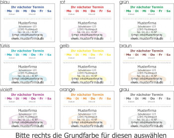 Preview: Terminzettel für Auto- und KFZ Werkstatt, Reifenhändler tb301-tb309 mit Eindruck