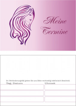 Terminkarten 'violet hair' für Friseure oder Kosmetikstudio, tk110