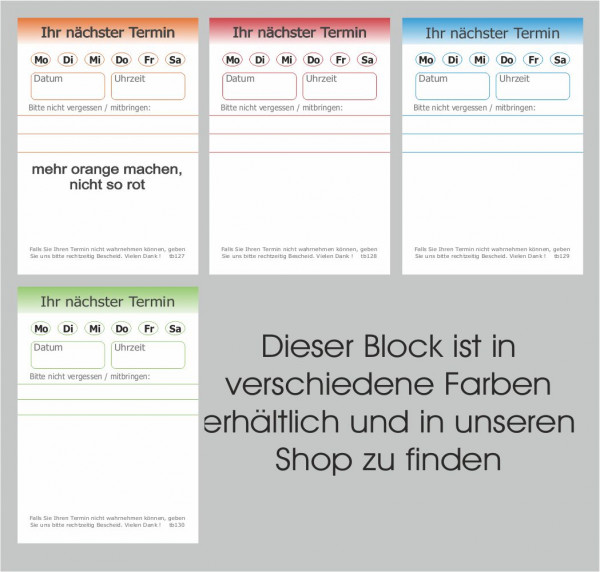 10 Neutrale Terminblöcke, Terminzettel tb127 orange