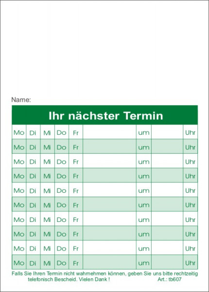 Terminblock tb607 gruen