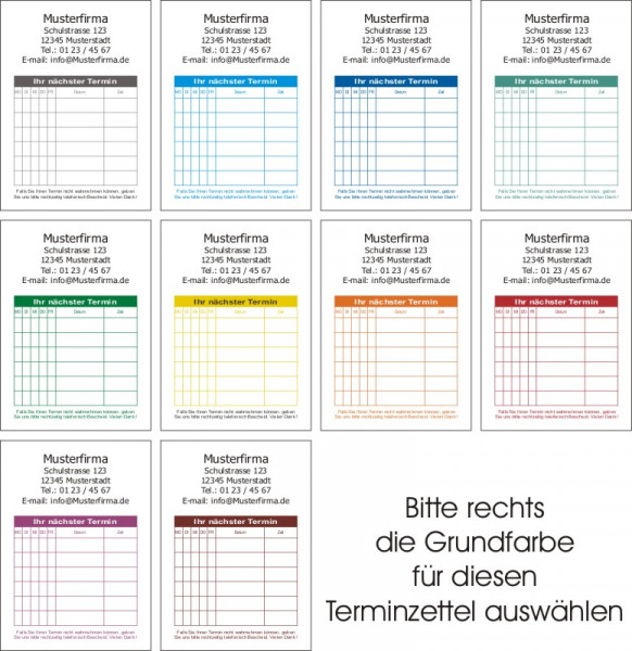 Terminzettel classic five b