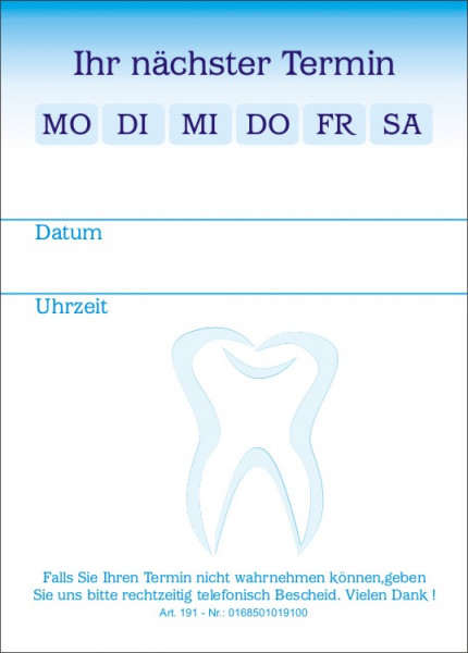 Terminblock tz191 Zahnärzte