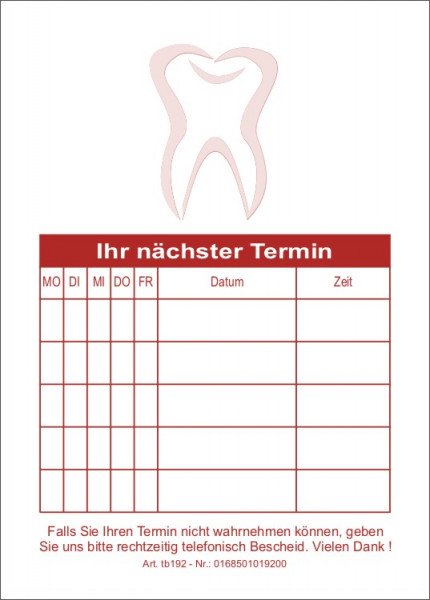 Terminblock tz192 Zahnärzte