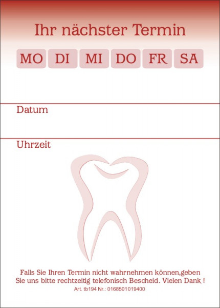 Terminblock tz194 Zahnärzte