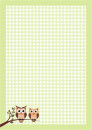 Design Notizblock Eule mit grünen Vichy Muster DIN A5 50 Blatt